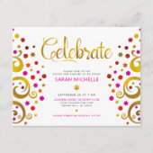 Bat Mitzvah Pink Gold Foil Tree of Life Modern Informatiekaartje (Voorkant)