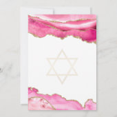 Bat Mitzvah Pink Gold Glitter Agate Invitation Kaart (Achterkant)