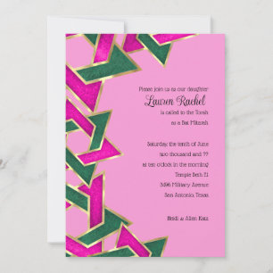 Bat Mitzvah Pink Green Star van David Kaart