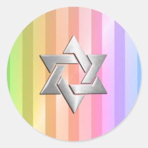Bat Mitzvah Rainbow Stripe Star van David Ronde Sticker