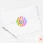 Bat Mitzvah Rainbow Stripe Star van David Ronde Sticker (Envelop)