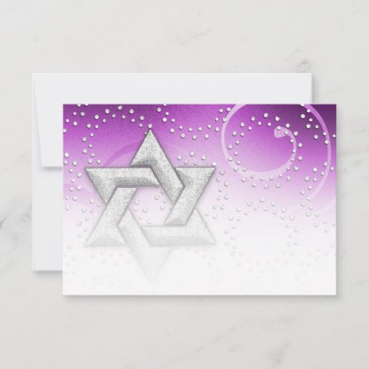 Bat Mitzvah Raspberry Shimmer Star RSVP-kaart RSVP Kaartje (Voorkant)