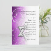 Bat Mitzvah Raspberry Shimmer Star van David Kaart (Staand voorkant)