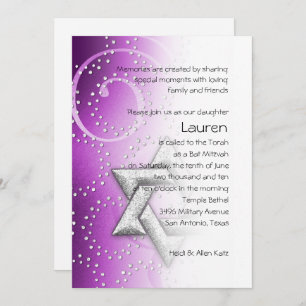 Bat Mitzvah Raspberry Shimmer Star van David Kaart