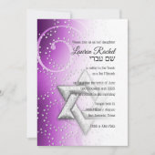 Bat Mitzvah Raspberry Shimmer Star van David Kaart (Voorkant)