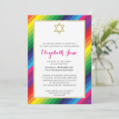 BAT MITZVAH regenboog streep patroon goud glitter Kaart (Staand voorkant)