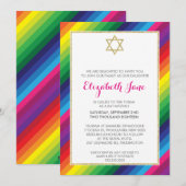 BAT MITZVAH regenboog streep patroon goud glitter Kaart (Voorkant / Achterkant)