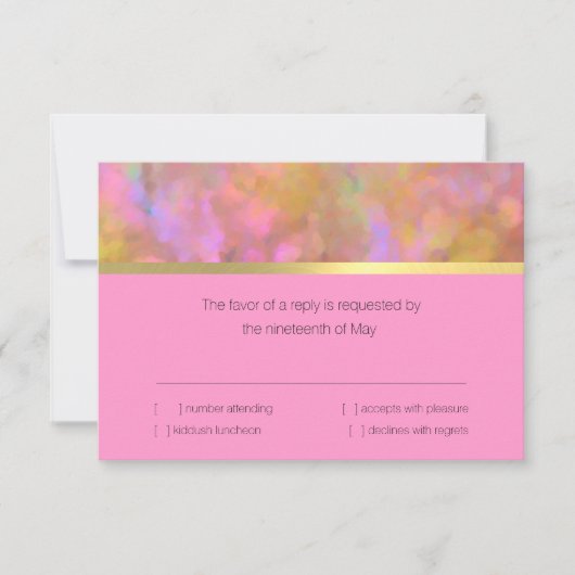 Bat mitzvah Résumé Design en rose carte RSVP (Devant)