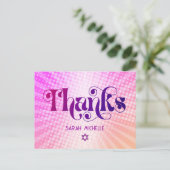 Bat Mitzvah Retro Roze Oranje Gradient Dank u Briefkaart (Staand voorkant)