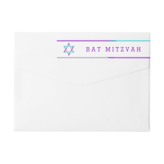 Bat Mitzvah Return Address Labels | PAARS + BLAUWG (Achterkant)