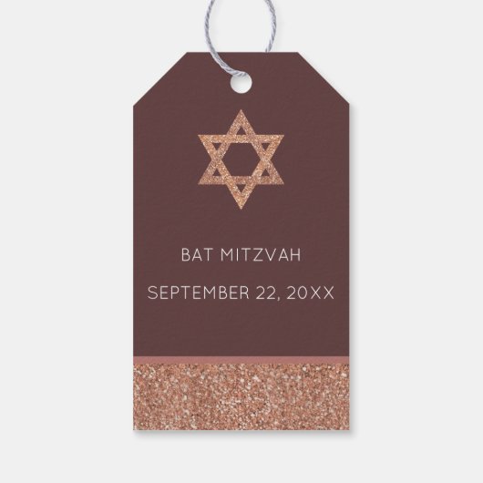 Bat Mitzvah Roos gouden ster van David dank u Cadeaulabel (Achterkant)