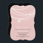 Bat mitzvah Rose Étincelle De David Invitation<br><div class="desc">Le Bat mitzvah Rose Éclate La Carte D'Invitation Religieuse De David Pour Les Filles. Cette carte à plat d'invitation religieuse moderne et élégante présente des cordes ornementales scintillantes et chic drapées sur le devant agrémentées d'une simple étoile de david icon. Il existe de nombreuses variantes de couleur de ce design...</div>