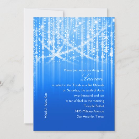 Bat Mitzvah Royal Blue Sparkly Lights Kaart (Voorkant)