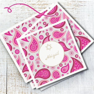 Bat Mitzvah Roze Goud Patroon Modern Servet