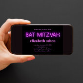 Bat Mitzvah roze neon licht de datum op Kaart