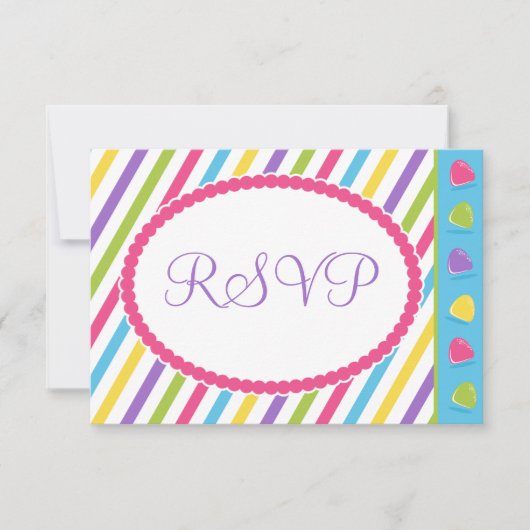 Bat mitzvah RSVP Candy Stripes (Devant)