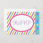 Bat mitzvah RSVP Candy Stripes (Devant / Derrière)