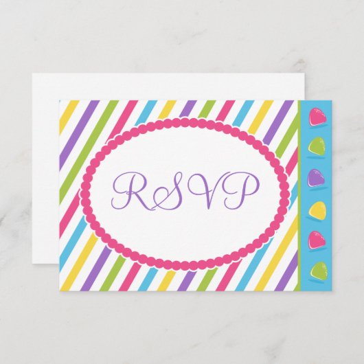 Bat mitzvah RSVP Candy Stripes (Devant / Derrière)