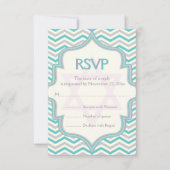 Bat mitzvah RSVP moderne en chevron gris turquoise (Devant)