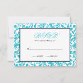 Bat mitzvah RSVP turquoise et noir Swirl Damask (Devant)
