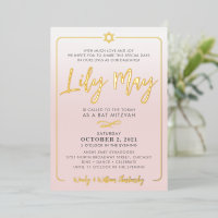 BAT MITZVAH script bord roze ombre goud