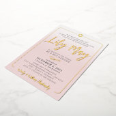 BAT MITZVAH script bord roze ombre goud Folie Uitnodiging (Gedraaid)