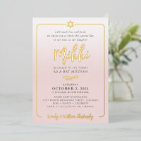 BAT MITZVAH script bord roze ombre goud