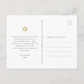 Bat Mitzvah Script Foto Gold Floral Hartelijk dank Briefkaart (Achterkant)