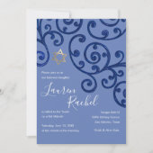 Bat mitzvah Scroll Motif Blue Invitation (Devant)