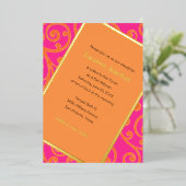 Bat Mitzvah Scroll Pattern Oranje Folie Uitnodiging (Staand Voorkant)