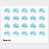 BAT MITZVAH SEAL ster modern aqua blauw waterverf Ronde Sticker (Vel)