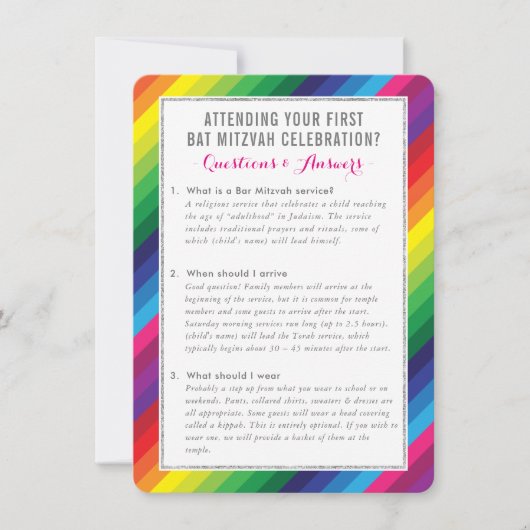BAT MITZVAH service informatie advies regenboog Kaart (Voorkant)