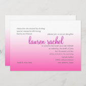 Bat Mitzvah Silver en Roze gradiënt Kaart (Voorkant / Achterkant)