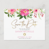 Bat Mitzvah sparen het Manuscript van de Waterverf Uitnodiging Briefkaart (Voorkant)