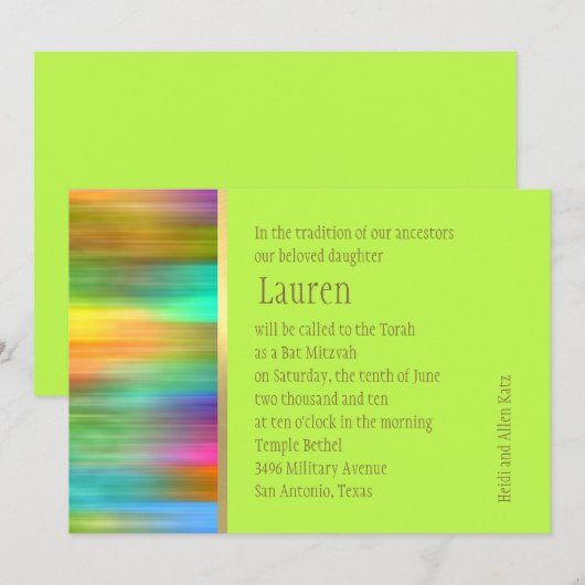 Bat Mitzvah Spectrum Stripes Kaart (Voorkant / Achterkant)