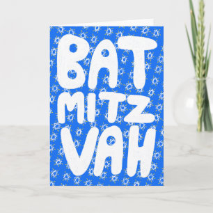 BAT MITZVAH  Star of David Pattern Kaart