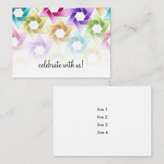 Bat Mitzvah Star van David Damask Reception Kaart (Voorkant / Achterkant)