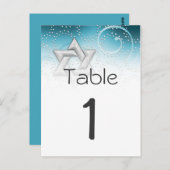 Bat Mitzvah Star van David Table Number Briefkaart (Voorkant / Achterkant)