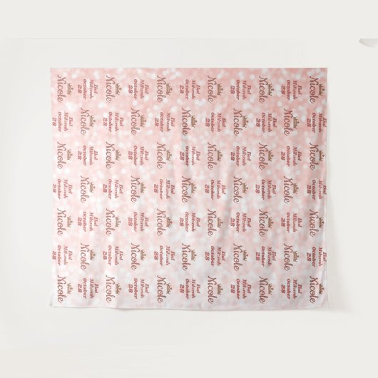 Bat Mitzvah Step en Herhaal Roos Gold Backdrop Wandkleed (Voorkant (horizontaal))