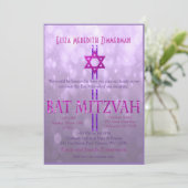 Bat Mitzvah | Ster van David | PAARS Kaart (Staand voorkant)