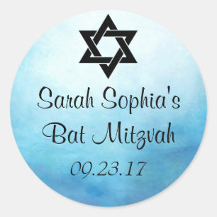 Bat Mitzvah Sticker, Favor Tag, Bat Mitzvah Decor Ronde Sticker
