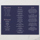 Bat Mitzvah Tri-Fold Programma Navy Rose Goud  Flyer (Achterkant)