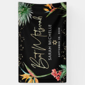 Bat Mitzvah Tropical Palm Leaf Zwart Goud Welkom Spandoek (Verticaal)