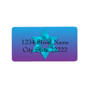 Bat Mitzvah Turquoise aan Paarse Ombre met Star Etiket