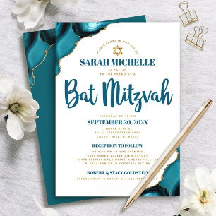 Bat Mitzvah Turquoise Agate Schrift 2 Locatie Mode Kaart