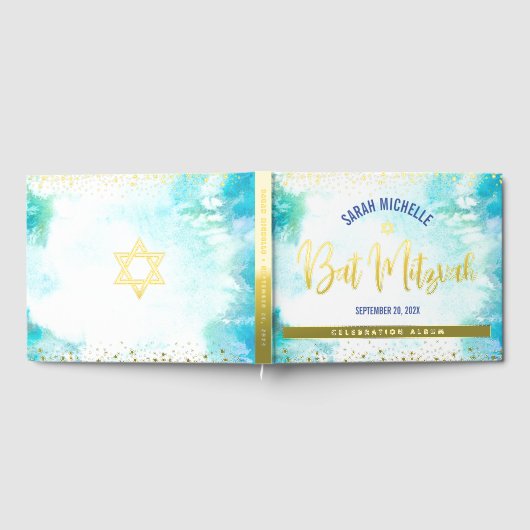 Bat mitzvah Turquoise Aquarelle Script Gold Foil (Complet)