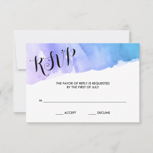 Bat mitzvah Turquoise d'aquarelle violet RSVP (Devant)