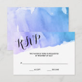 Bat mitzvah Turquoise d'aquarelle violet RSVP (Devant / Derrière)