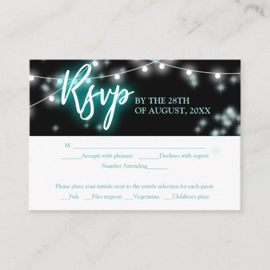 Bat Mitzvah Turquoise Neon Themed RSVP Informatiekaartje (Voorkant)