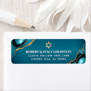 Bat Mitzvah Turquoise Ombre Goud Agaat Uitnodiging Etiket